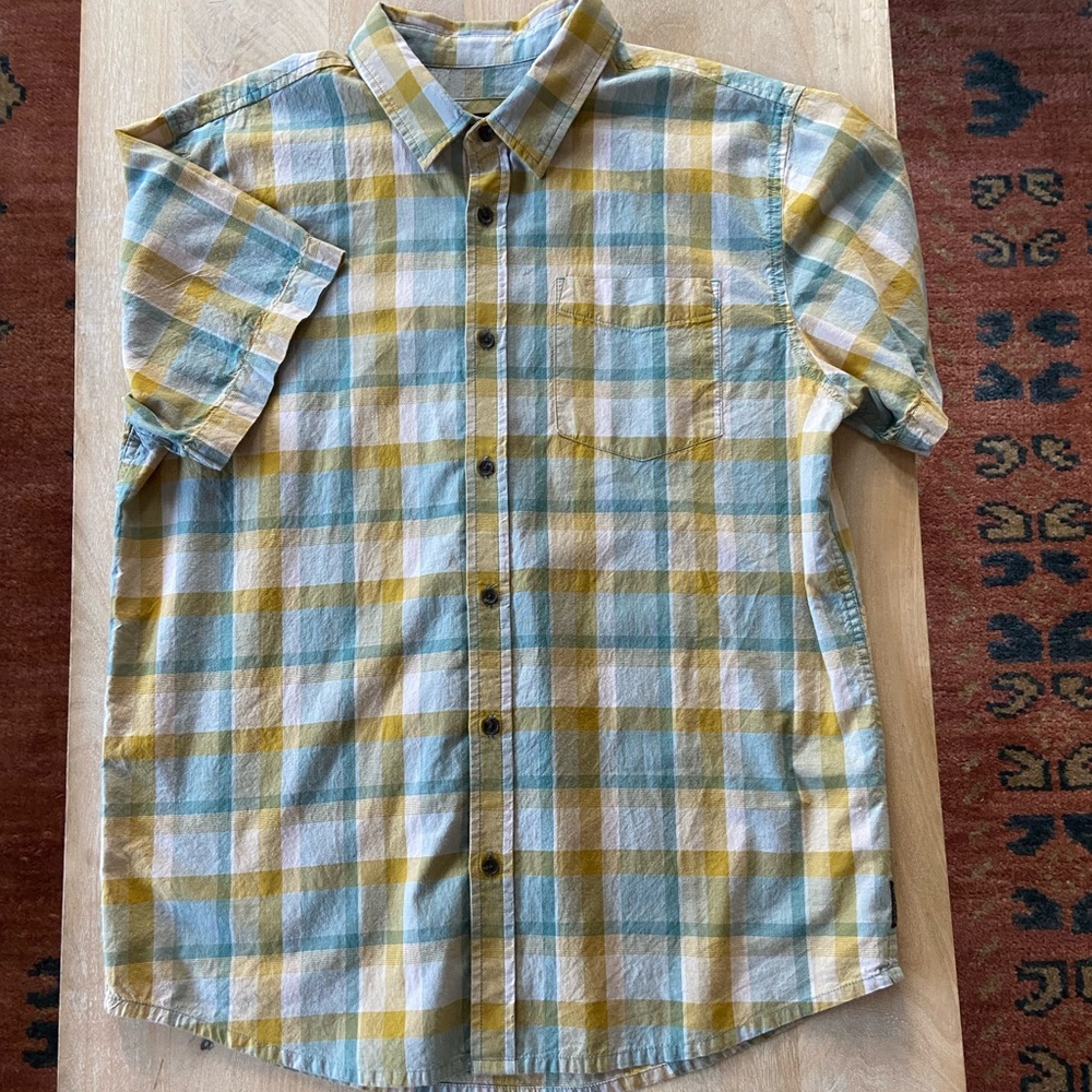PrAna men's plaid cotton short sleeve shirt size large *PRICE REDUCED*